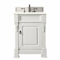 James Martin Vanities Brookfield 26in Single Vanity, Bright White w/ 3 CM Eternal Marfil Quartz Top 147-V26-BW-3EMR